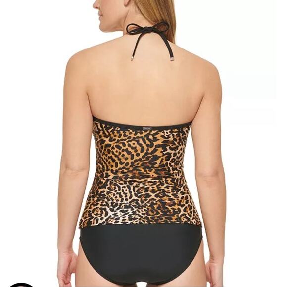 Calvin Klein Women's Animal Printed 
Bandeau Halter Tankini Top size Small - Picture 2 of 9